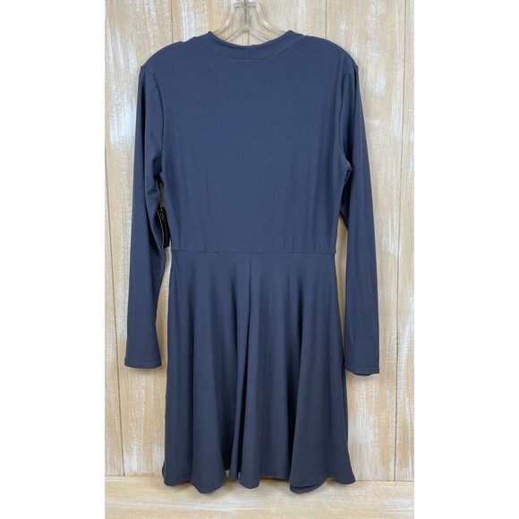 No Boundaries Womens Juniors Large 11-13 Long Sleeve Blue Gray Dress Cut Out NWT - Picture 2 of 6